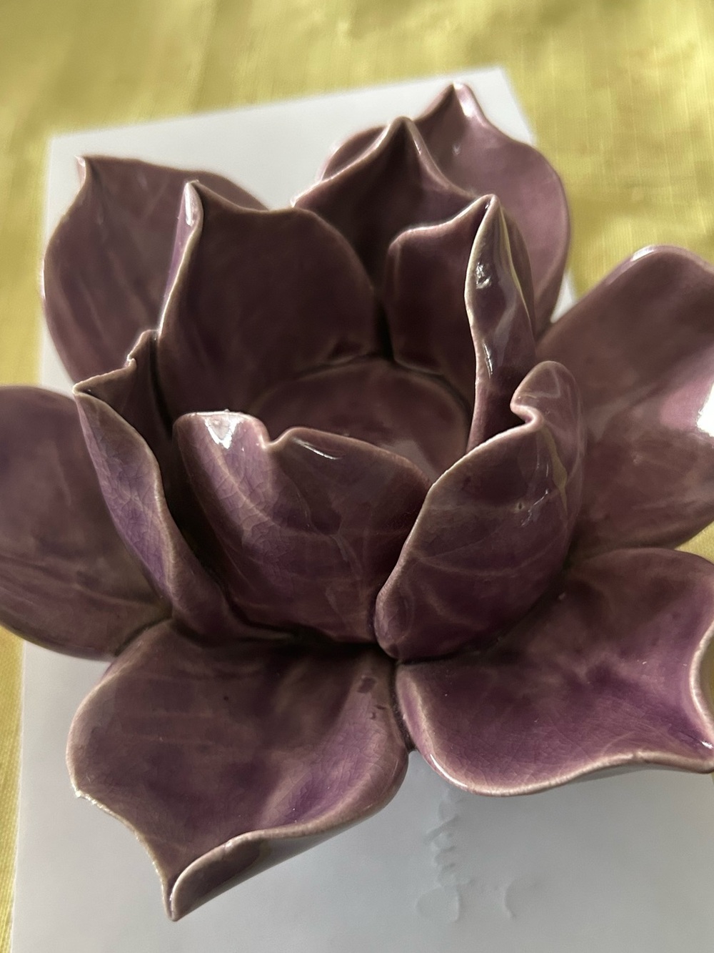 Purple Ceramic Lotus Decorative Tea light candle Home Art
